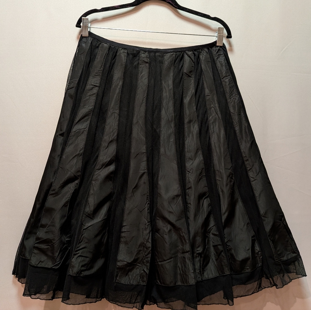 Black Pleated A-Line Skirt